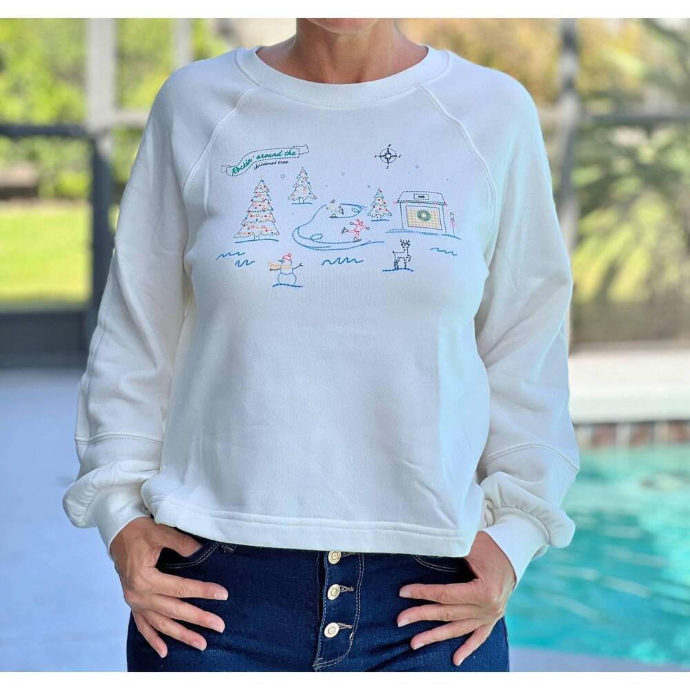 NEW BOAT HOUSE rocking around the christmas tree sweatshirt in white